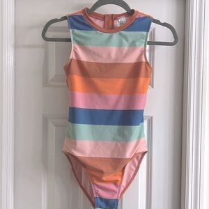 Art Class Girls' Surf Striped One Piece Swimsuit, Girl's size XL (14)